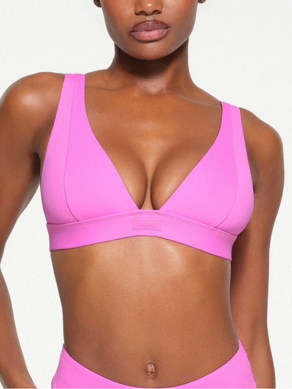 NWT SKIMS Pink Swim Plunge Triangle Swim Top - neon orchid